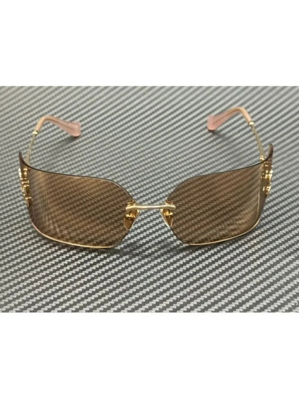 New Miu Miu Women Pale Gold Sunglasses 80-14-110